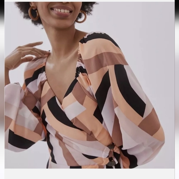 Anthropologie HUTCH Geo Wrap Mini Dress.  Size Small - Picture 6 of 15